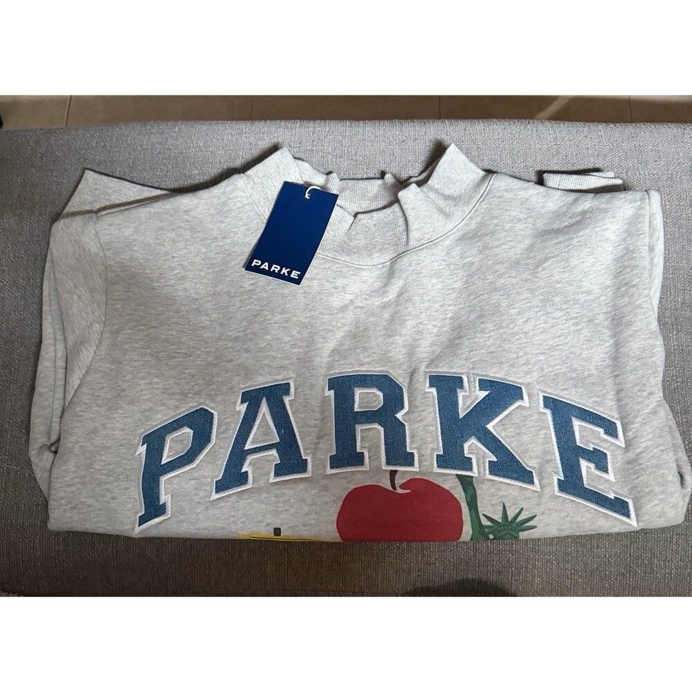 Parke NYC Pop Up Gray Graphic NYC Mockneck Denim Letters L/XL